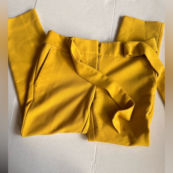 Loft Marisa Slim Tie-Waist Dress Pants Trousers - Solar Mustard Yellow petite 0 - Picture 2 of 6
